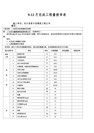 9-12月完成工程量报审表
