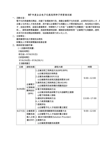 97年度企业电子化规划师种子师资培训班