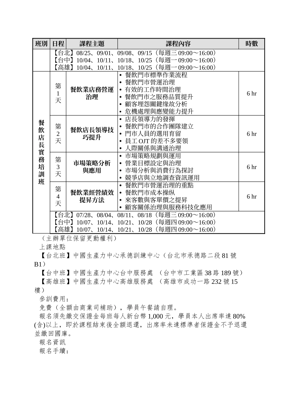 99年度台湾美食国际化人才培育系列课程简章_第2页