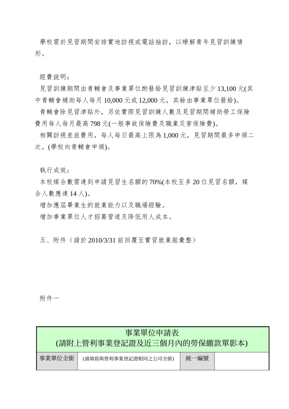 99年度青年职场体验计画说明_第2页