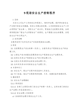 9现场安全生产控制程序