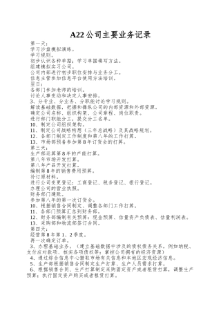 A22公司主要业务记录