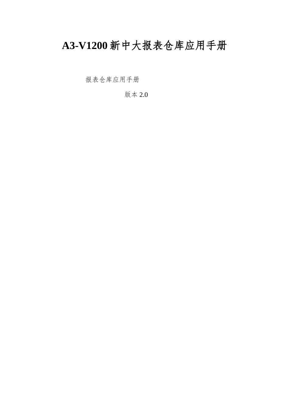 A3-V1200新中大报表仓库应用手册_第1页
