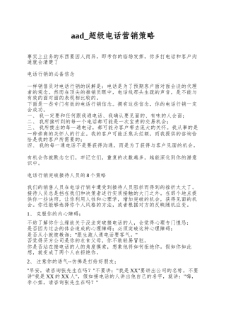 aad-超级电话营销策略