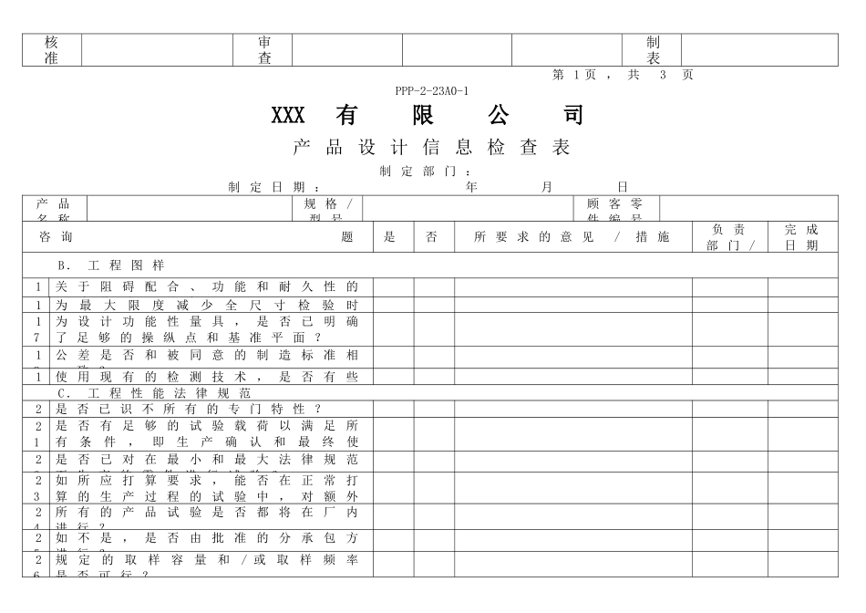 APQP产品设计信息检查表_第2页