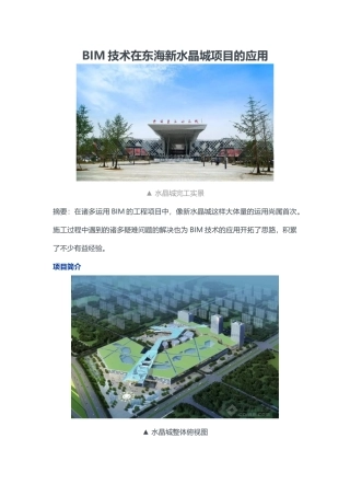 BIM技术在东海新水晶城项目的应用