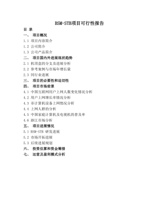 bsm-stb项目可行性研究报告