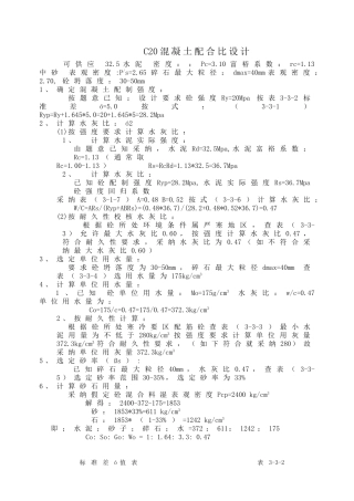 C20混凝土配合比设计