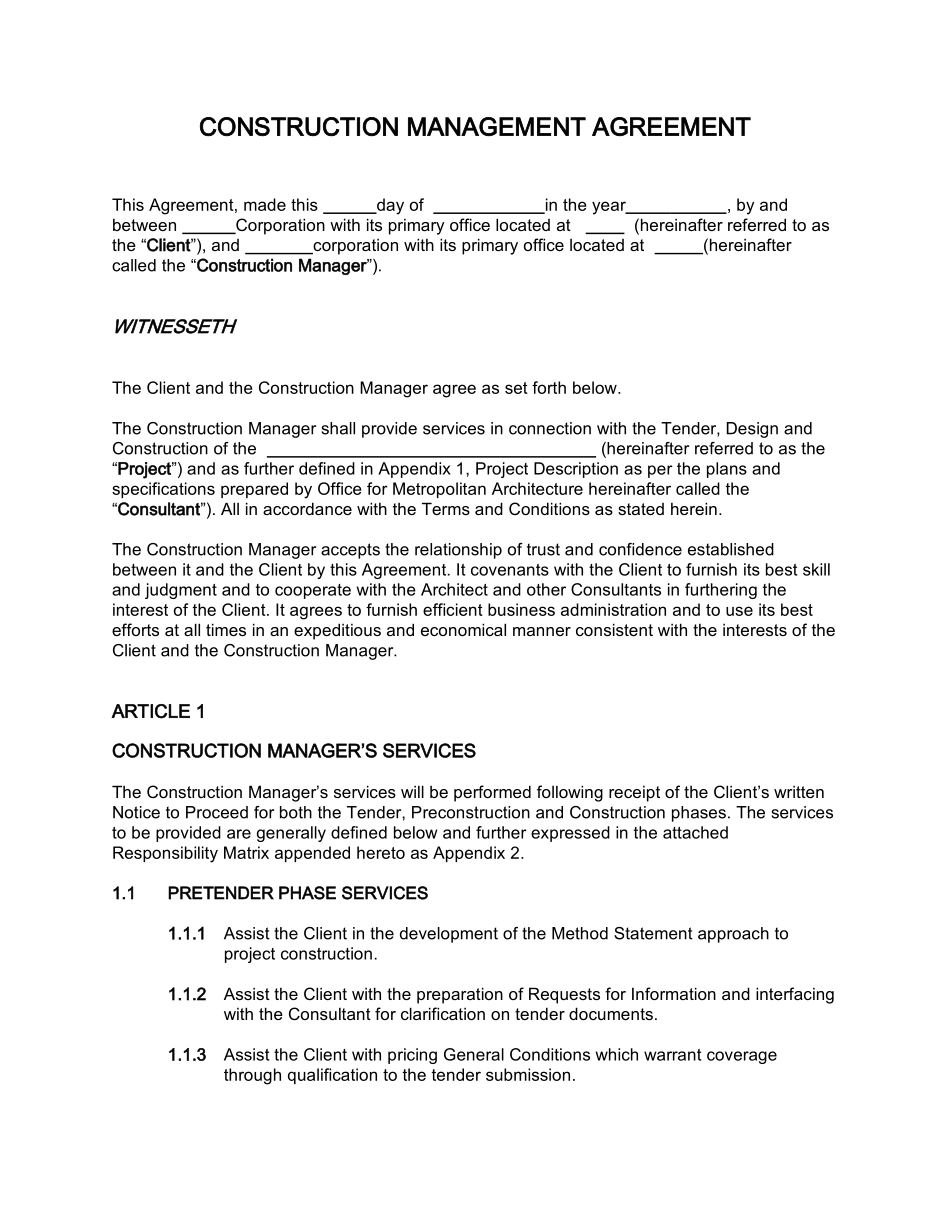 cm-agreement-draft国内某大型项目项目管理合同英文_第1页