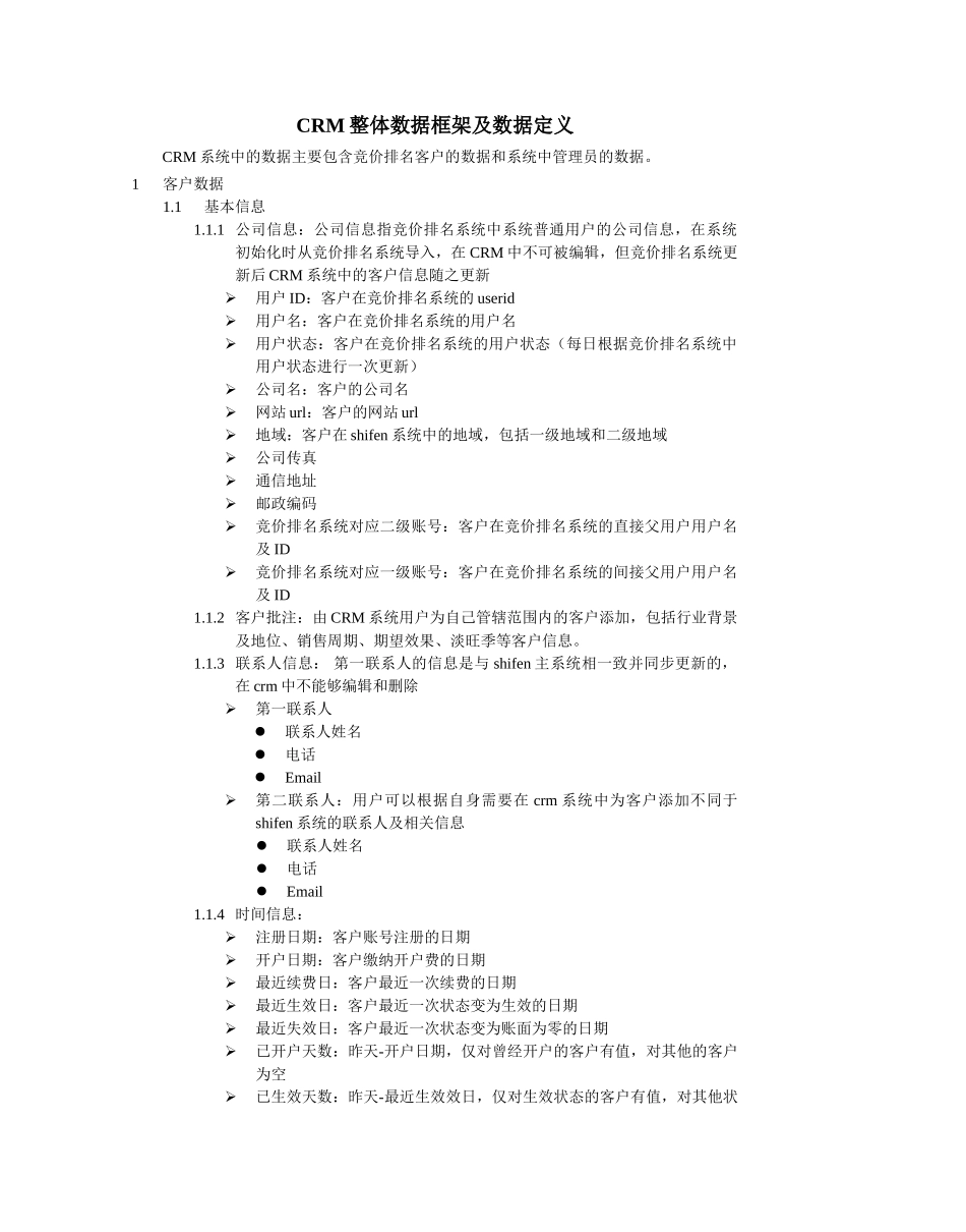 CRM整体数据框架及数据定义_第1页