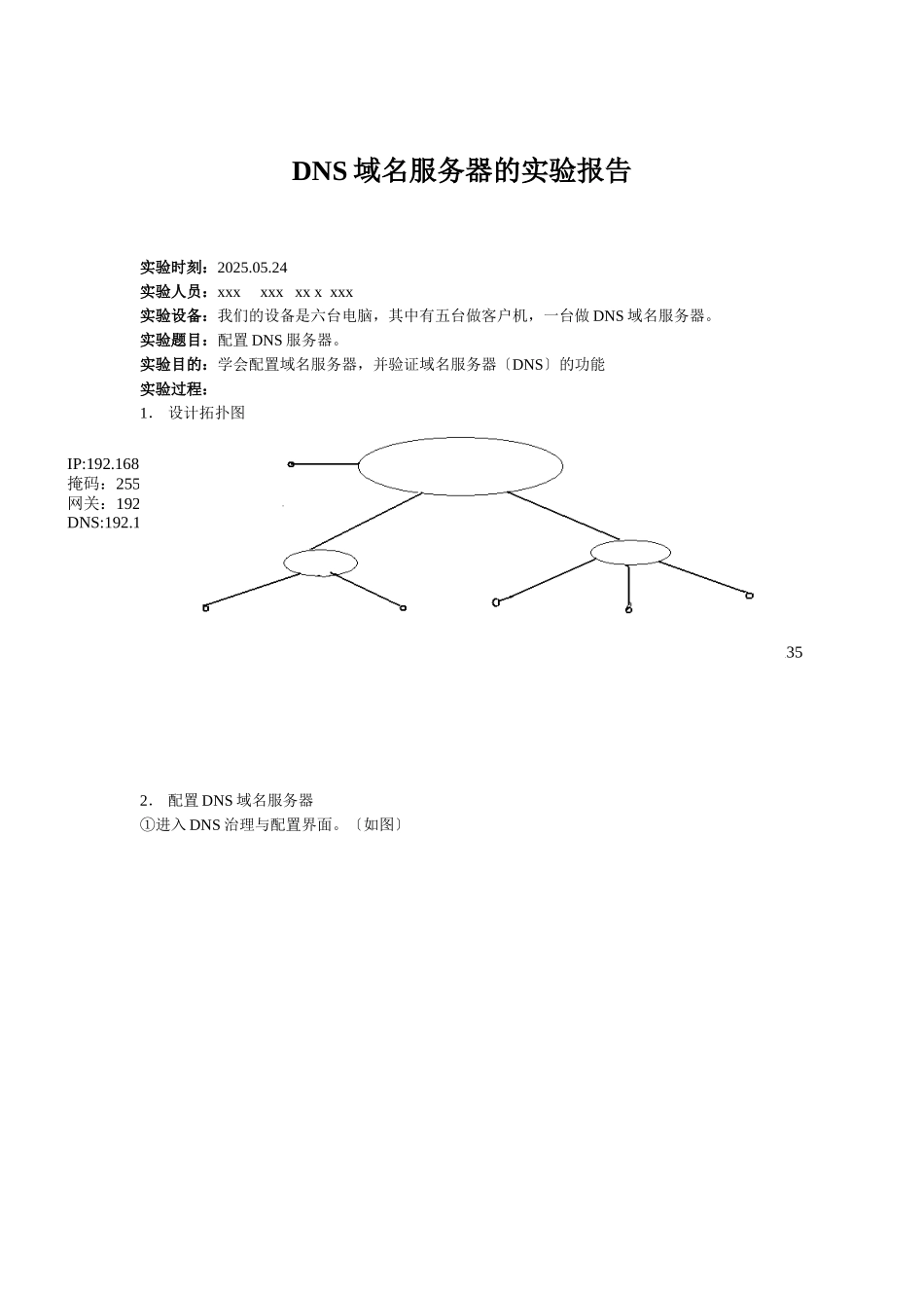 DNS域名服务器的实验报告_第1页