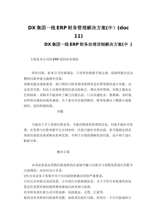 DX集团一线ERP财务管理解决方案