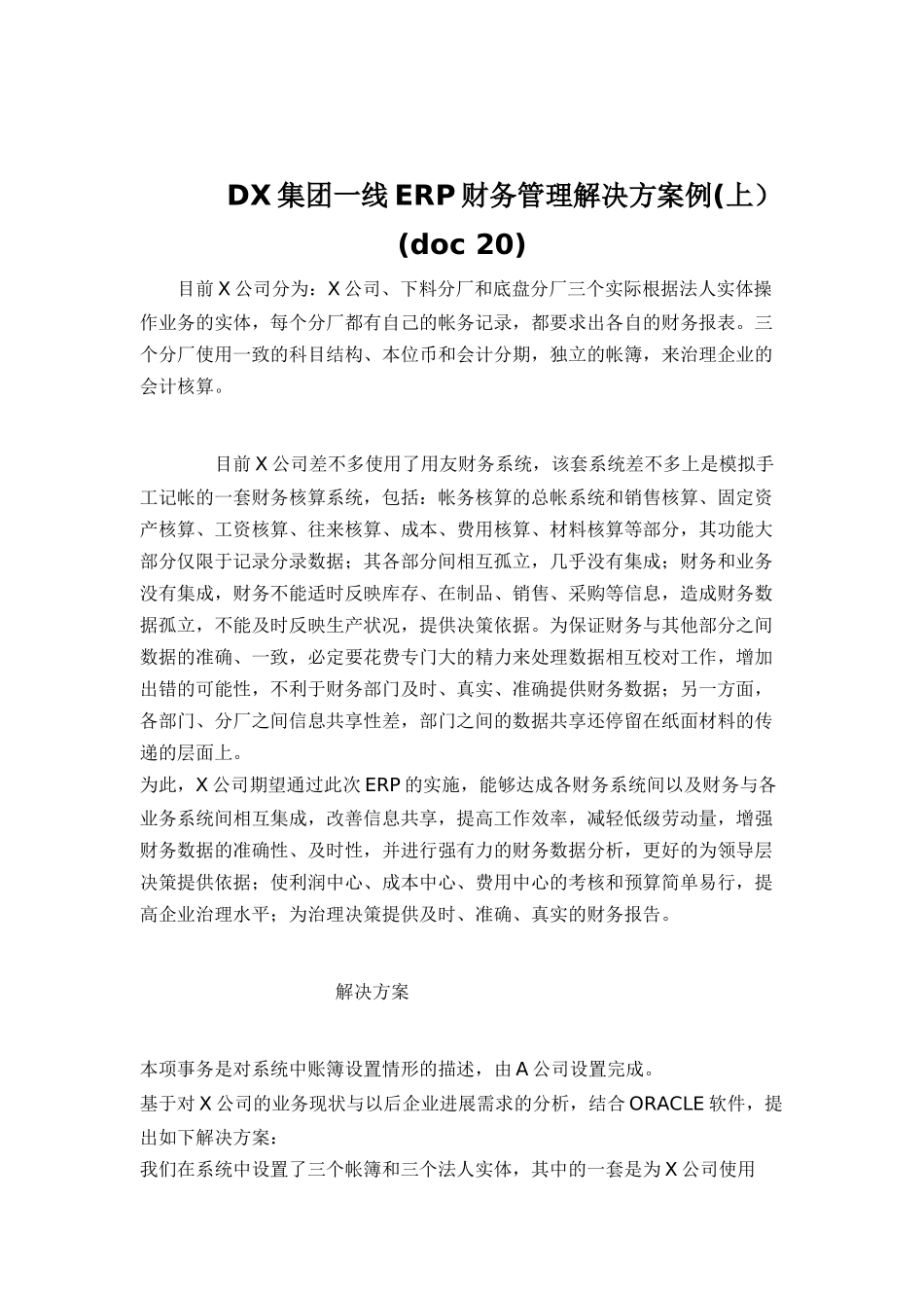 DX集团一线ERP财务管理解决方案例(doc-20)_第1页