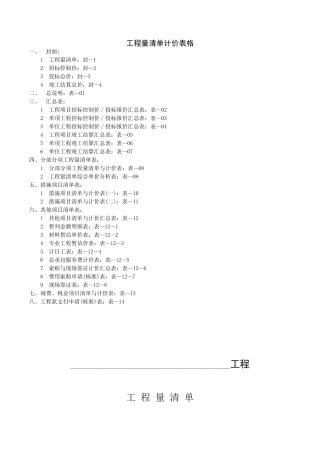 GB-50500-2025工程量清单计价规范的表格
