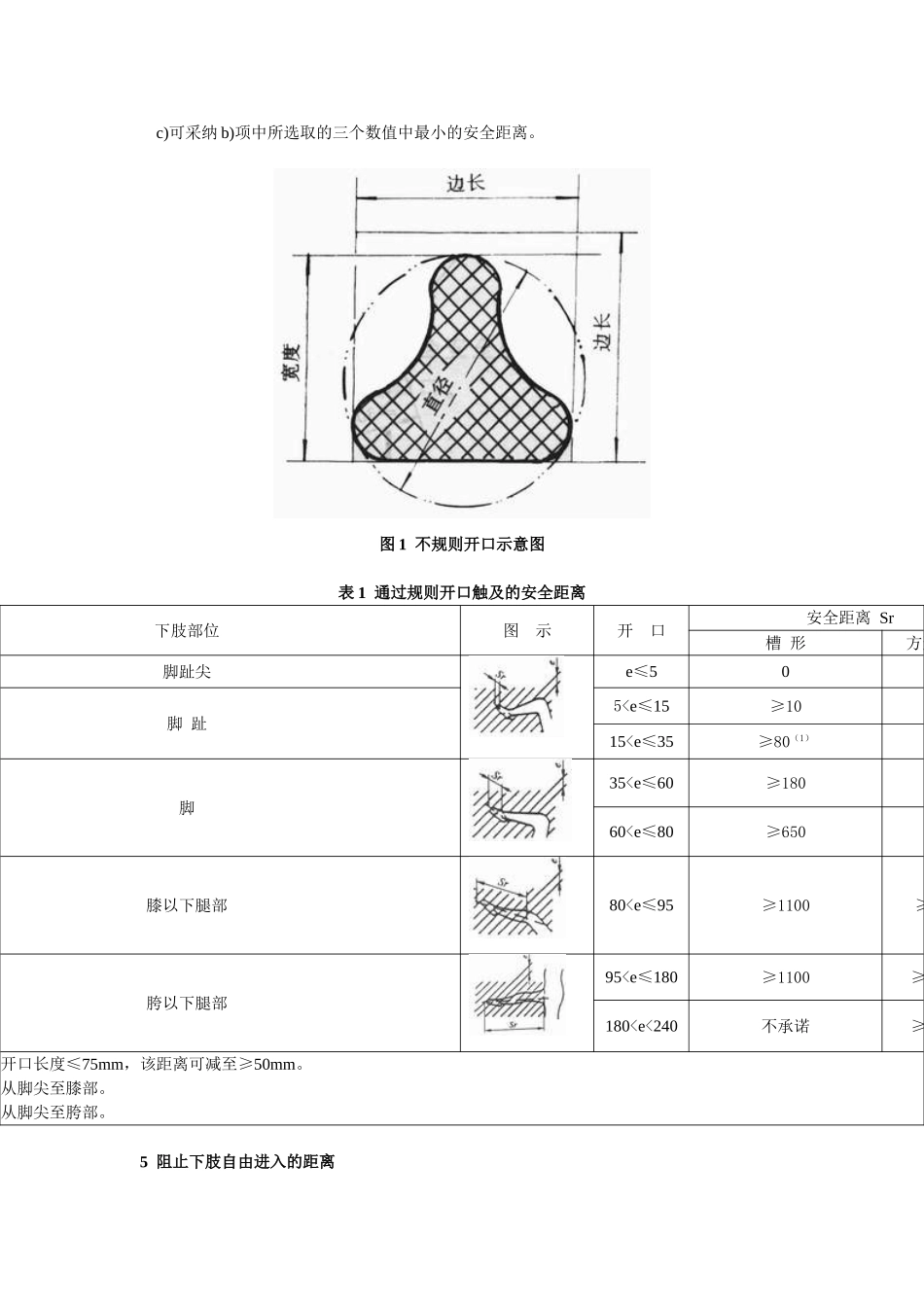 GB机械安全防止下肢触及危险区的安全距离_第3页