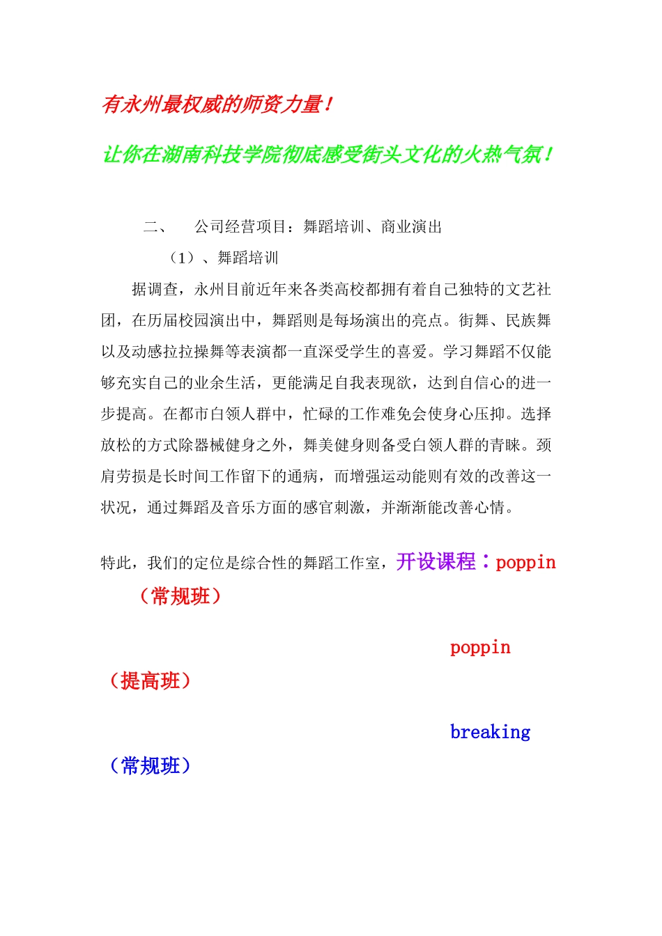 GT-crew舞蹈工作室创业计划书_第2页