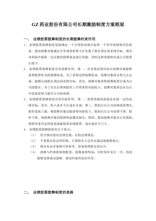 GZ药业股份有限公司长期激励制度方案框架