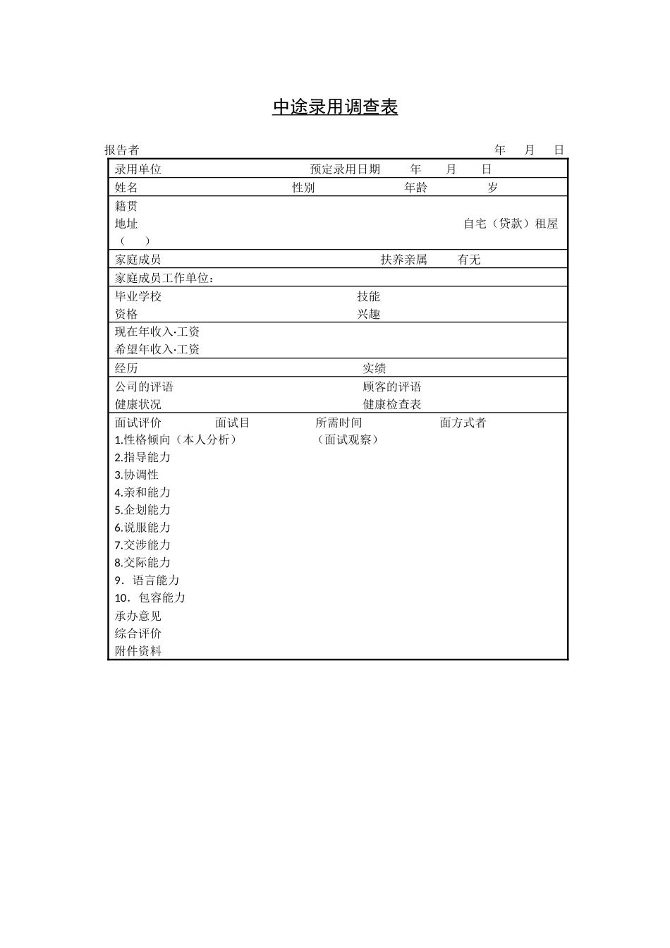HR招聘常用全套表格模板_第3页