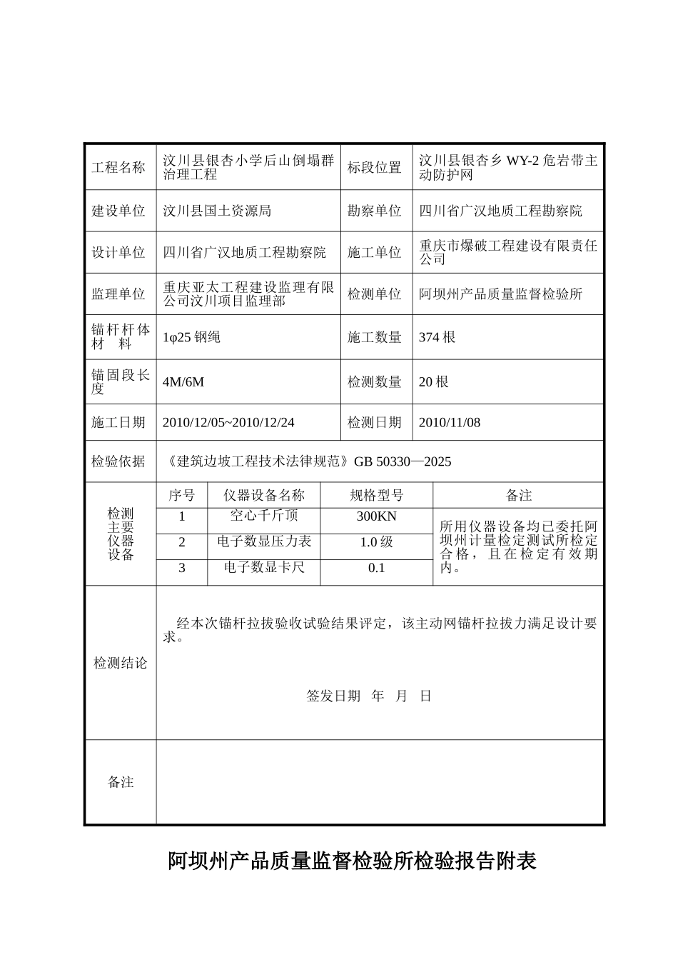 JC2025委580--汶川县银杏小学后山崩塌群治理工程-锚杆拉拔实验报告_第3页