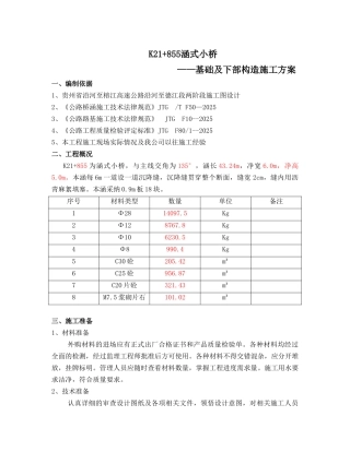 K21+855涵式小桥基础及下部构造施工方案