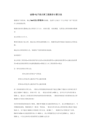 LED电子显示屏工程报价计算方法