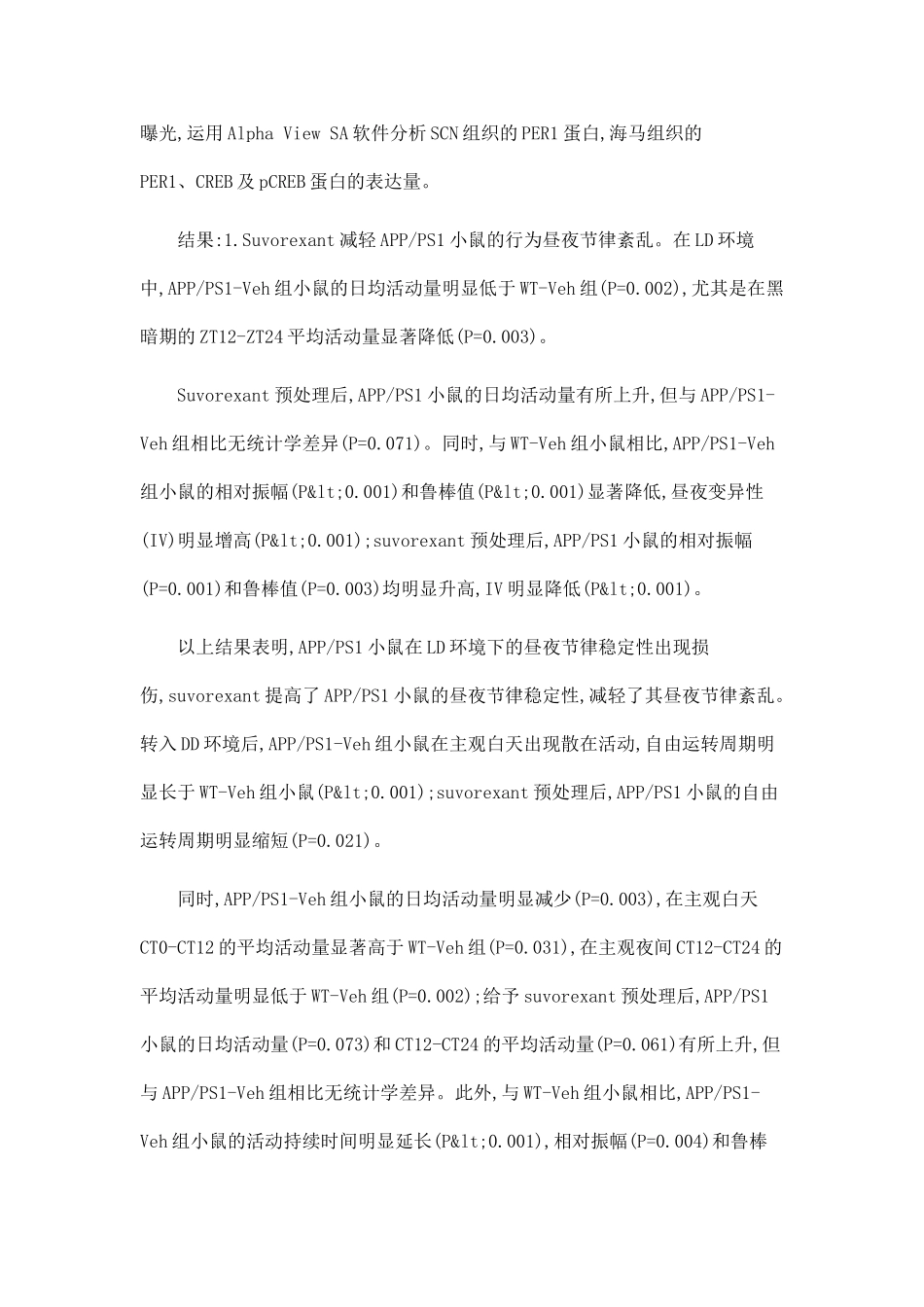 Orexin双受体拮抗剂Suvorexant对APPPS1小鼠昼夜节律紊乱及认知行为损伤的改善作用及机制研究_第3页