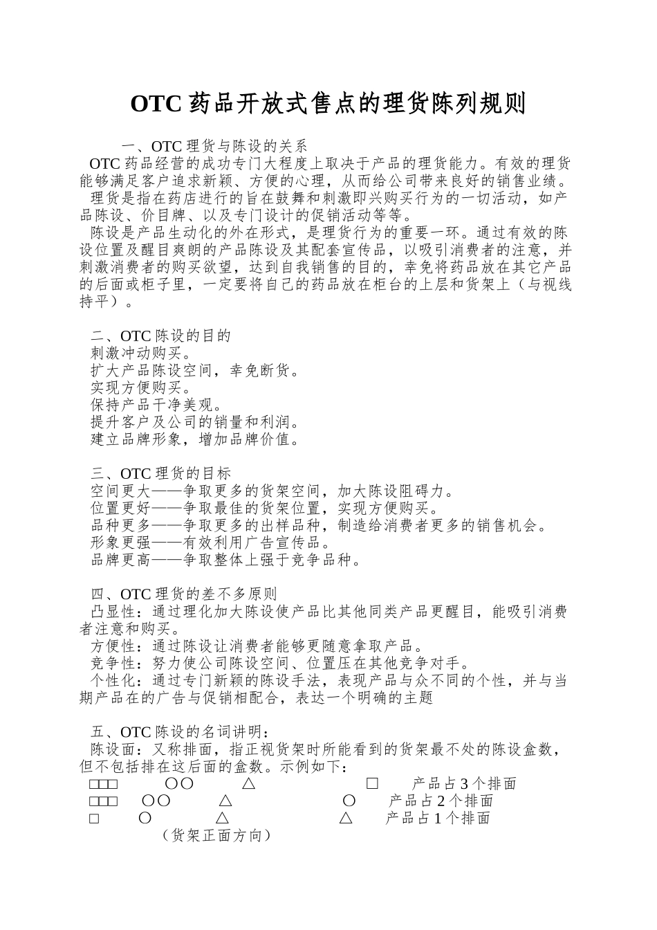 OTC药品开放式售点的理货陈列规则_第1页