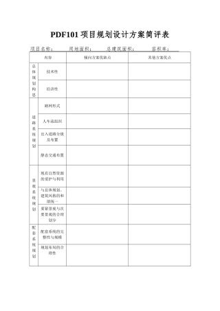 PDF101项目规划设计方案简评表