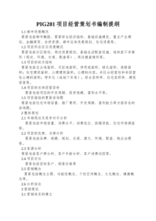 PIG201项目经营策划书编制提纲