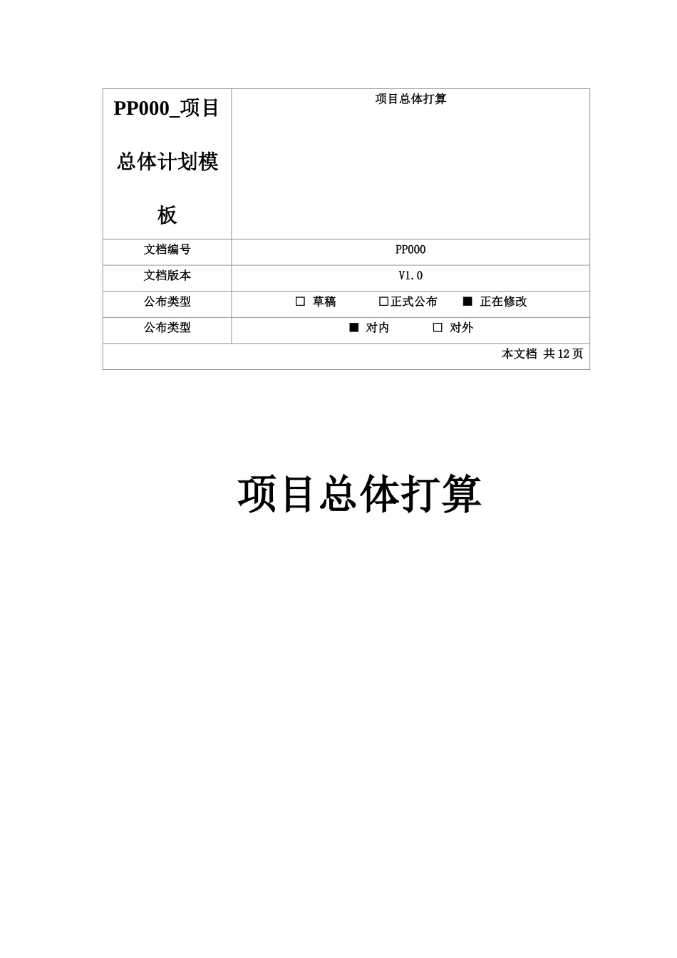 PP000-项目总体计划模板_第1页