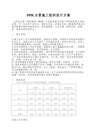 PPR水管施工组织设计方案