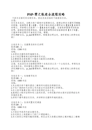 PSP-零之轨迹全流程攻略