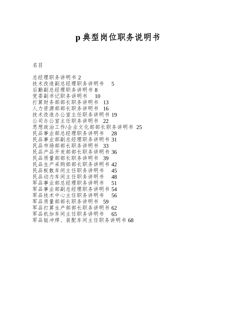 p典型岗位职务说明书_第1页