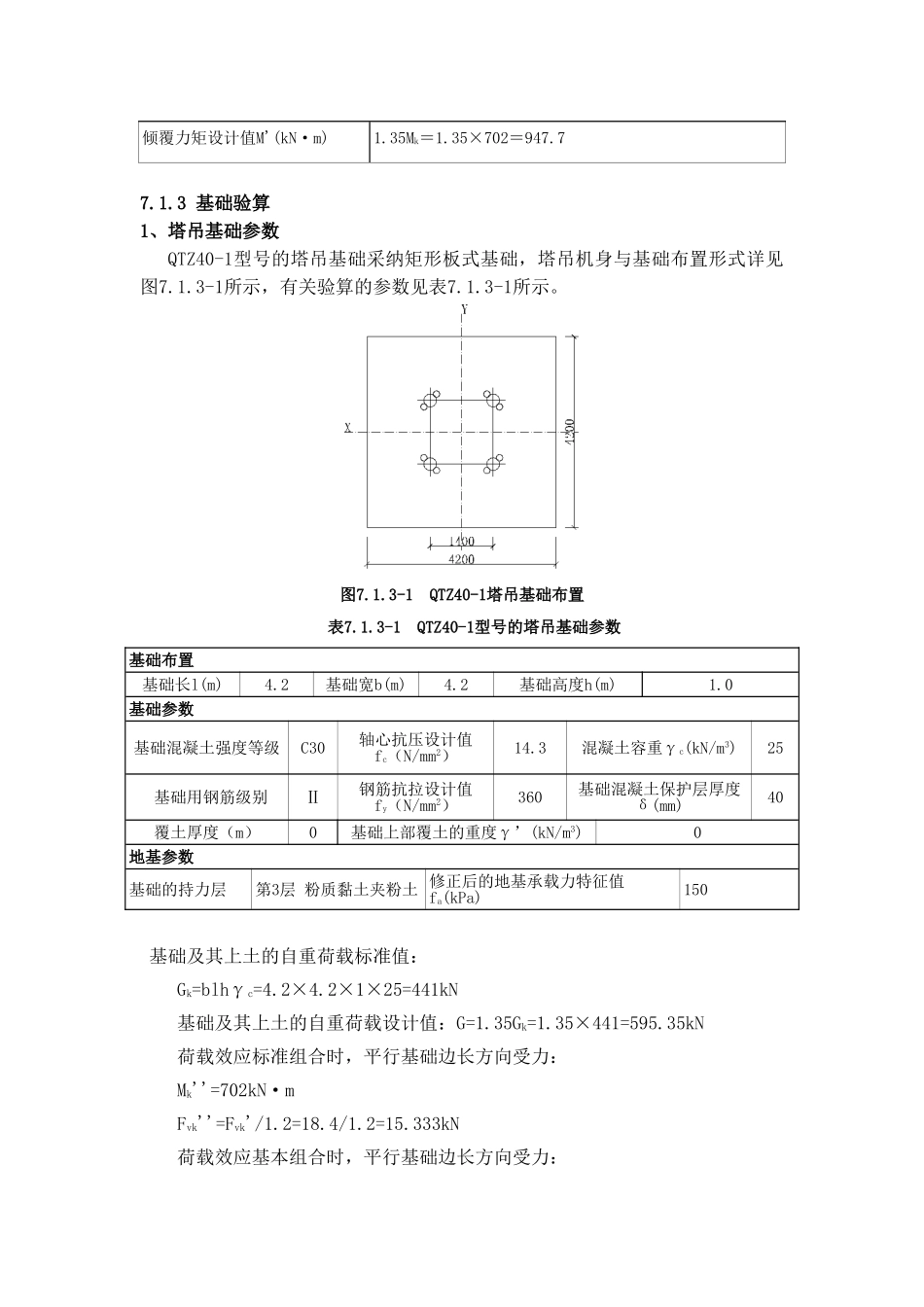 QTZ40-1矩形板式基础验算书_第2页