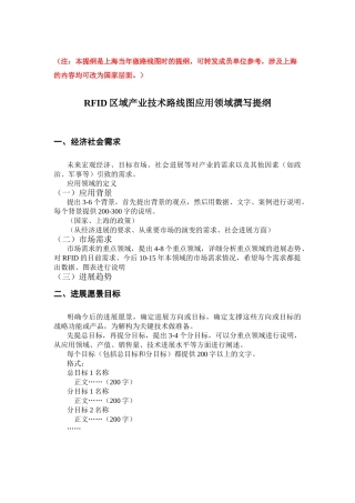 RFID区域产业技术路线图应用领域撰写提纲
