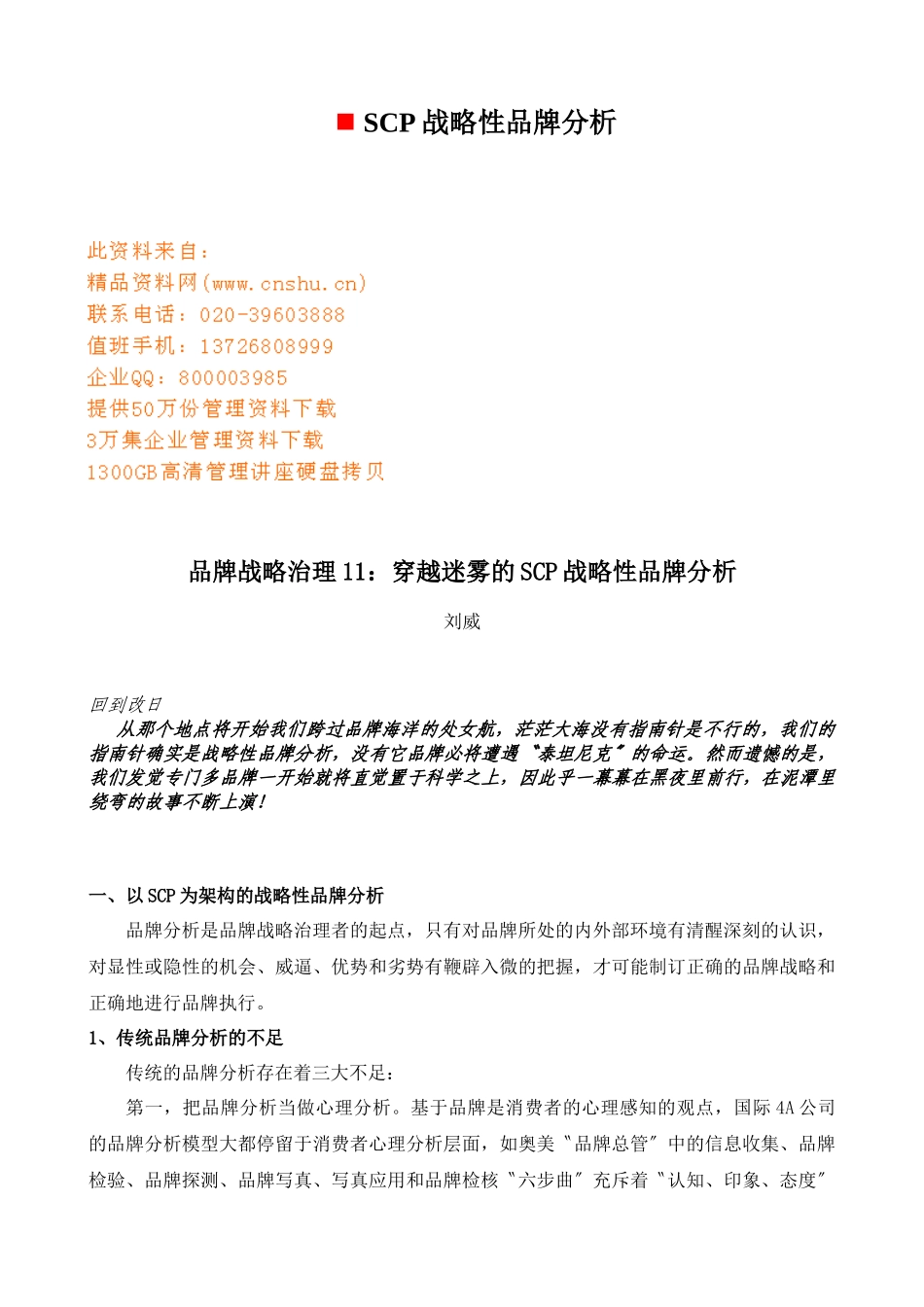 SCP战略性品牌分析_第1页