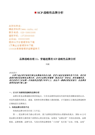 SCP战略性品牌分析