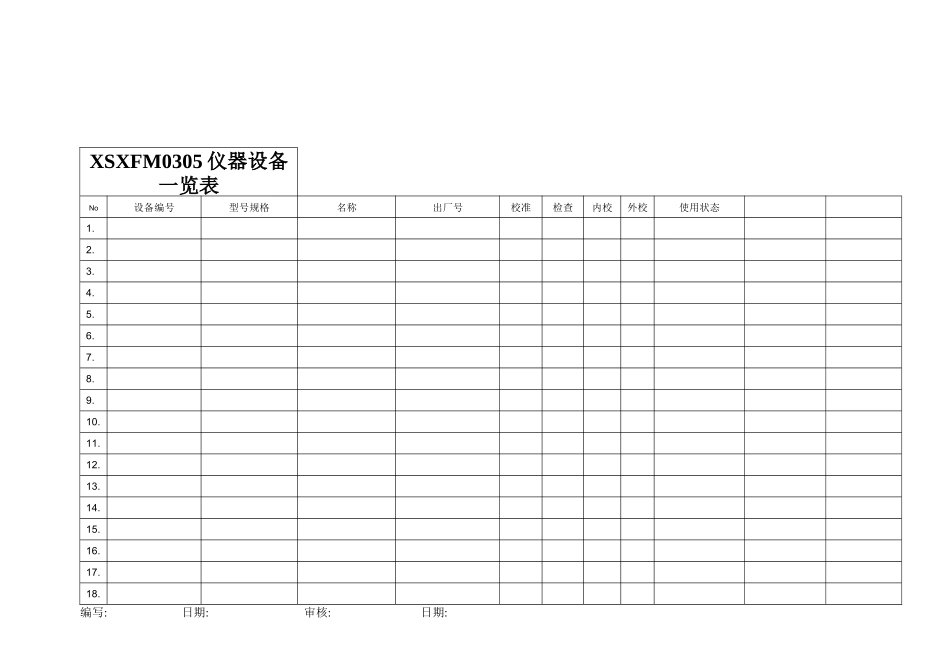 XSXFM0305仪器设备一览表_第1页
