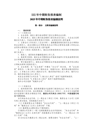 XXX年中期财务报表编制