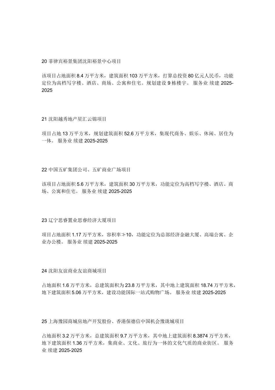 XXX年沈阳市首批204个重点项目名单_第2页