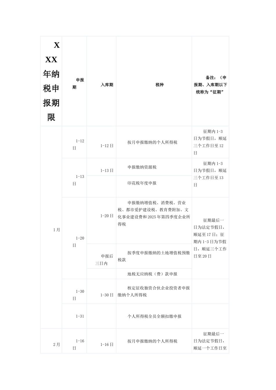 XXX年纳税申报期限_第1页