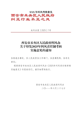 XXX年纠风考核意见