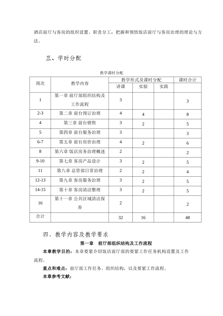 XXX年酒店前厅与客房管理教学大纲_第2页