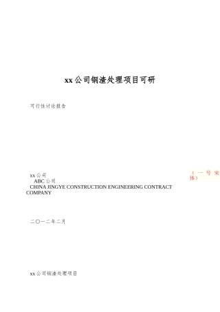 xx公司钢渣处理项目可研
