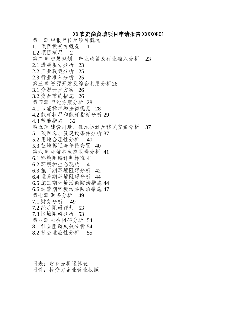 XX农资商贸城项目申请报告XXXX0801_第1页