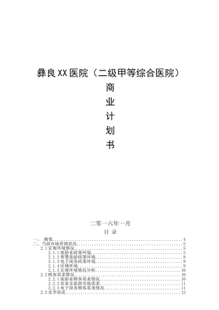 xx医院商业计划书