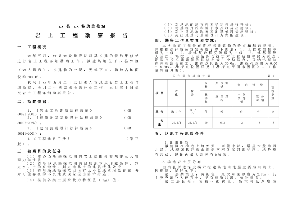 xx县xx特约维修站报告_第1页