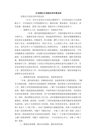 XX县委办公室综合科年度总结