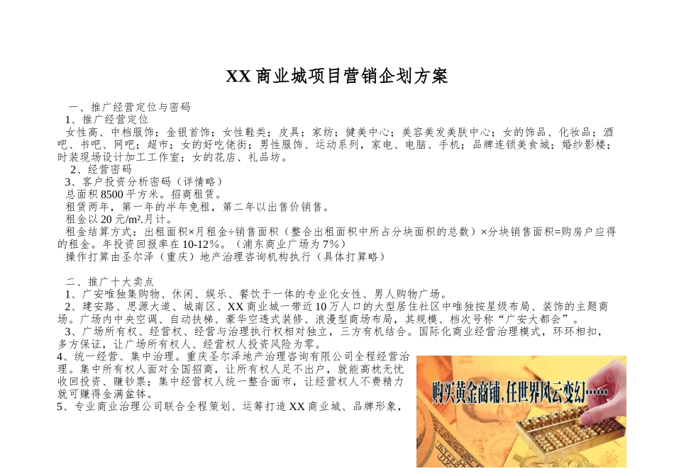 XX商业城项目营销企划方案_第1页