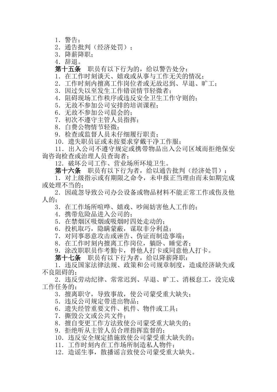 XX家具有限公司员工奖惩实施细则_第3页